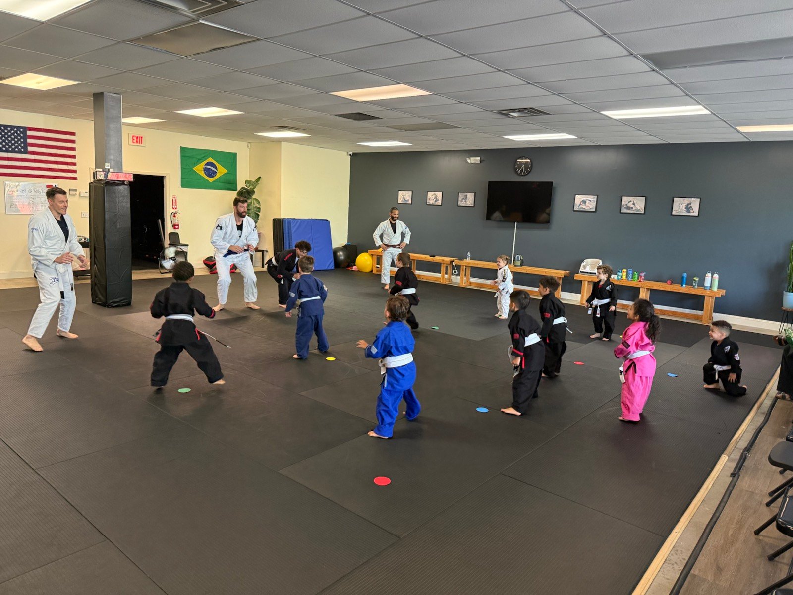 Coach Tree leading a Cub Club I Brazilian Jiu-Jitsu class for children ages four to six