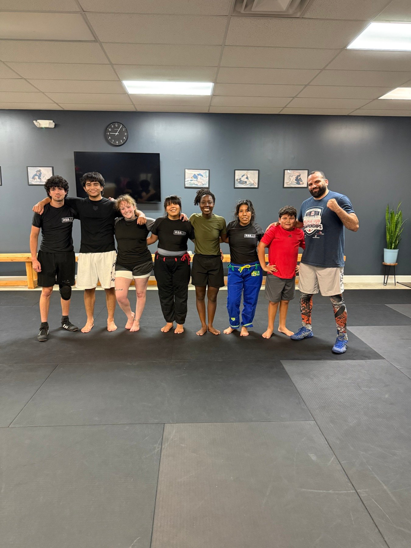 Coach Walid Elashri with Rolling Bear BJJ wrestling students